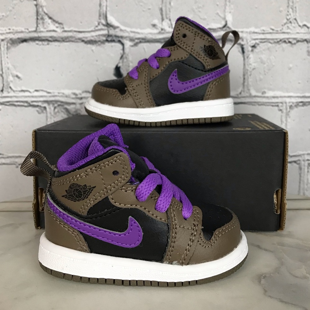 Nike Air Jordan 1 Mid “Purple Mocha” Toddler’s Sneakers Size 2C DQ8425-215 NEW